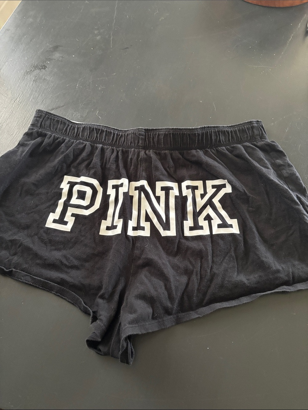 PINK Victoria's Secret Black Lounge Shorts with White Logo